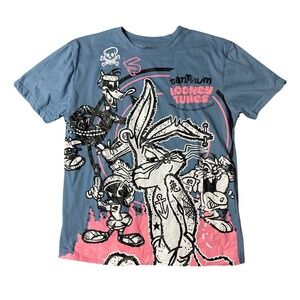Southpole Looney Tunes Bugs Bunny Daffy Duck Graphic T-Shirt Blue Large Mens